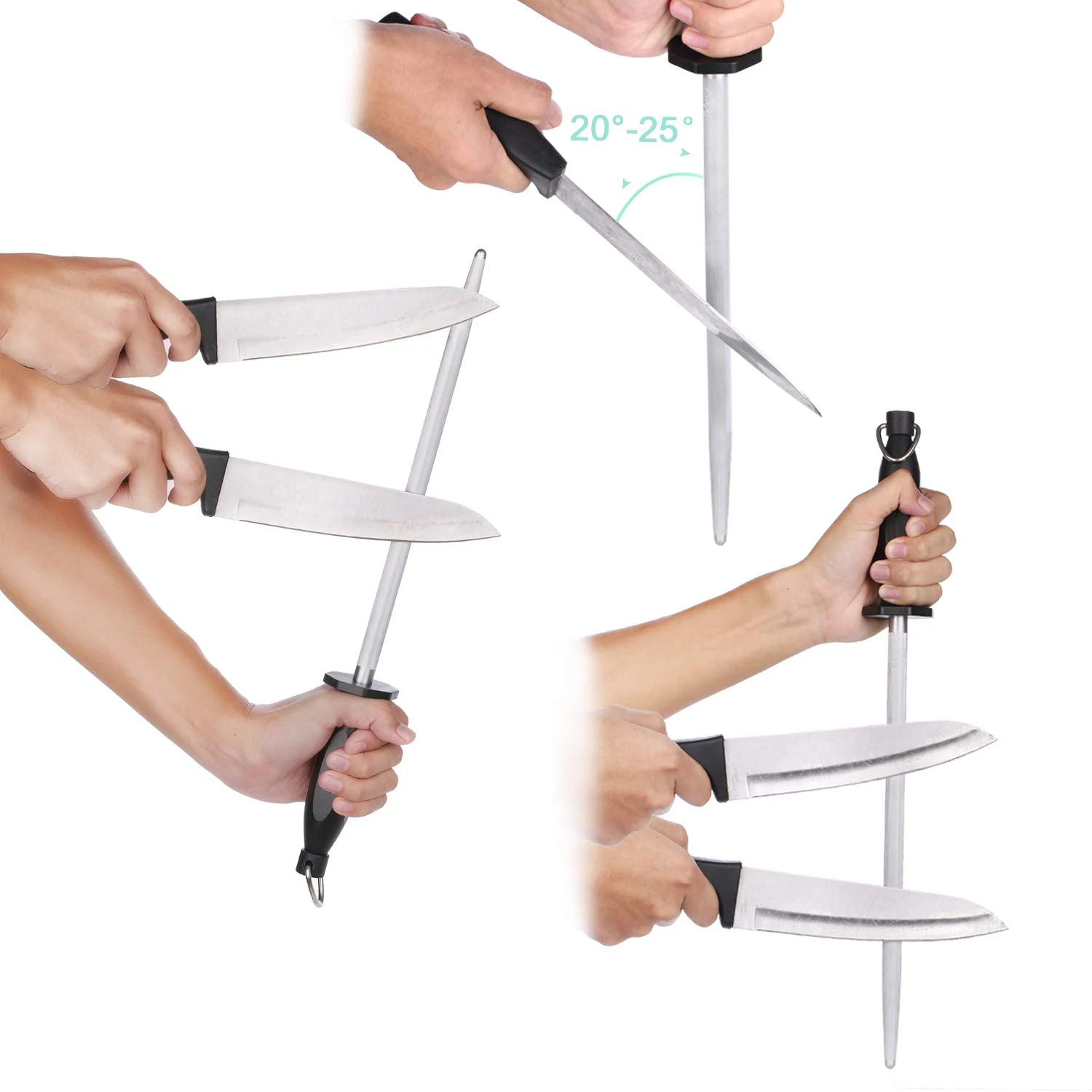 Sharpening Steel & Oval Household Sharpening Rod or Stick,Professional Chef Honing Rod, Sharpener,31Cm