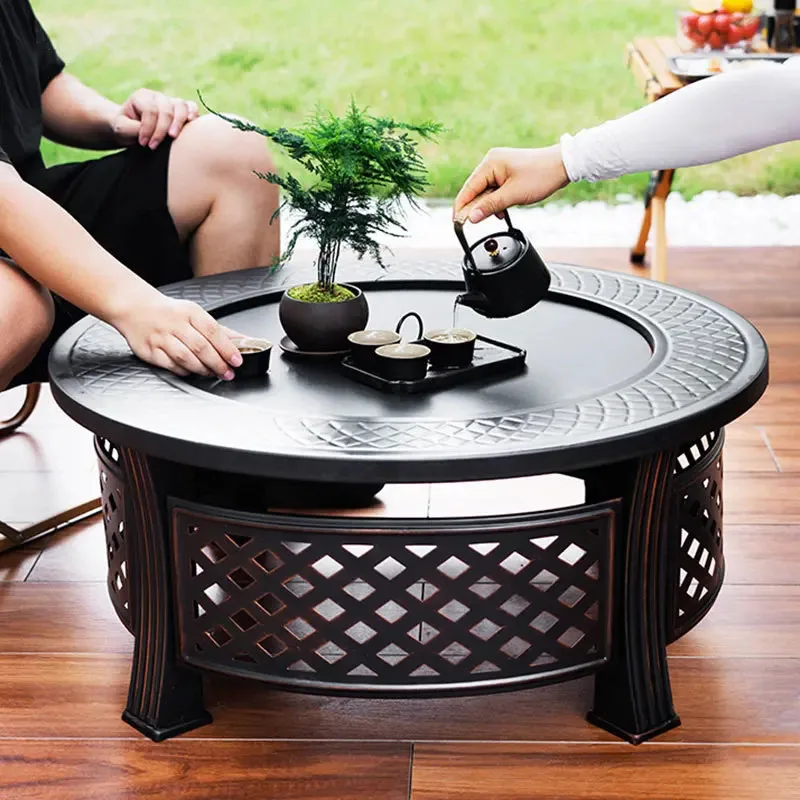 Indoor Charcoal Brazier Grill Stand Home Villa Heating Fire Pits Outdoor Brazier Table Courtyard Barbecue Stove Camping Furnace