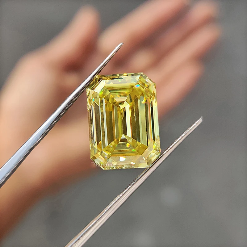 LemonYellow 실험실용 재배 모이사나이트 스톤, 배 루즈 모이사나이트 다이아몬드 어셔 에메랄드 타원형 모이사나이트 루즈 스톤, 0.1-10ct Plat