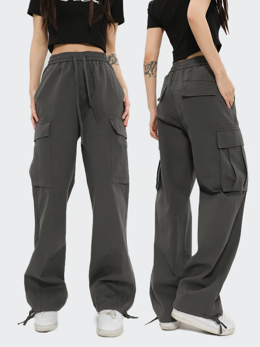 

2023 Autumn/Winter New Multifunctional Work Pants Fashion Brand Large Pocket Work Pants Women's Wide Leg Vintage Pants