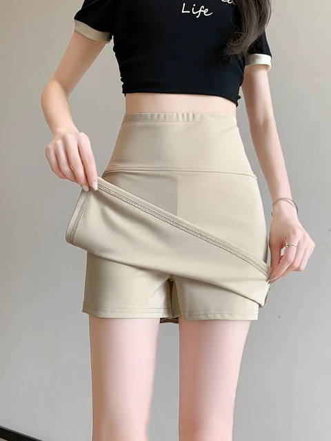 Summer New Side Slit Sports Short Skirts Women Built-in