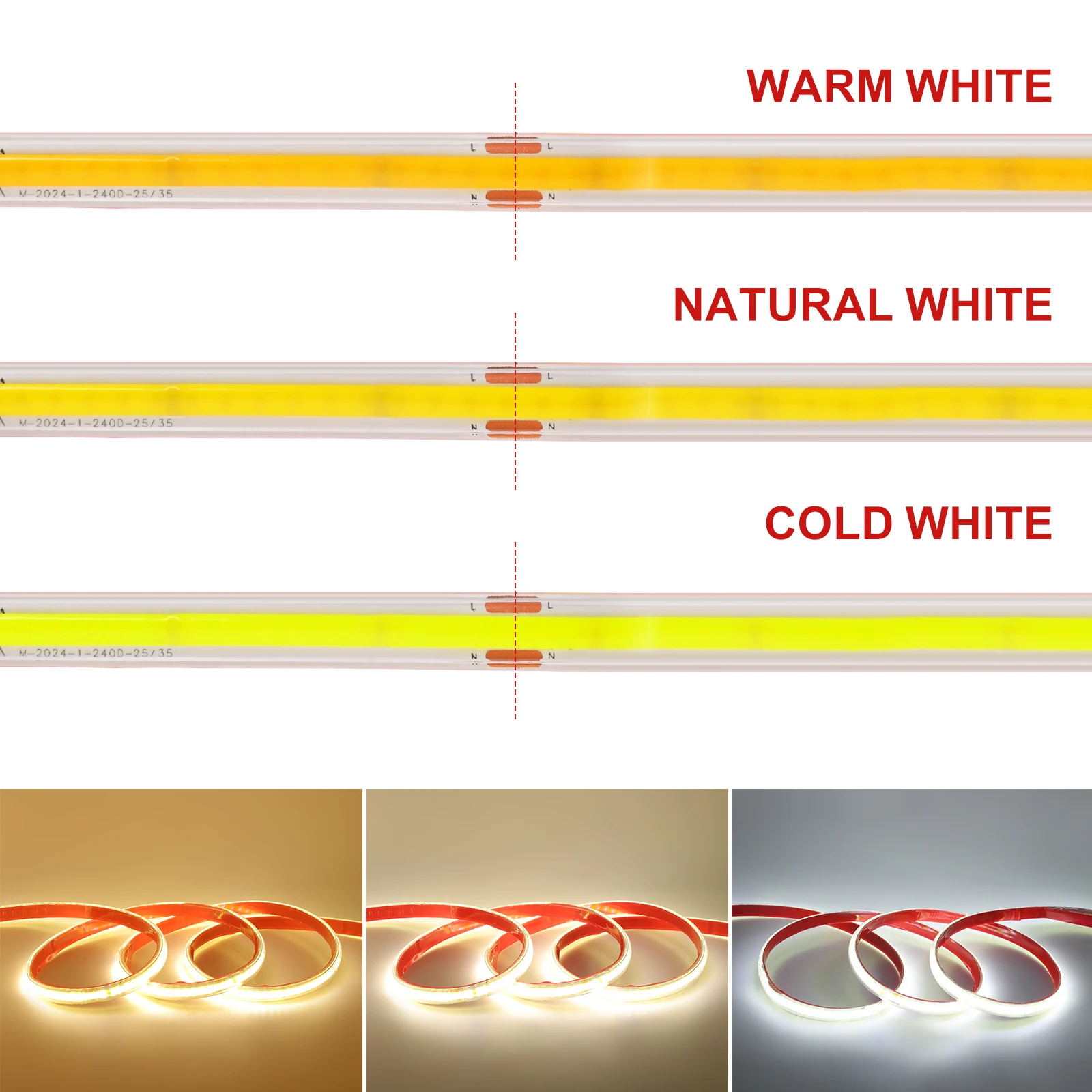 240LED COB 접착 스트립, 절단 가능한 IP65 방수, 야외 LED 리본, COB 라이트 스트립, IC 정류기 내장, 220V, 10cm