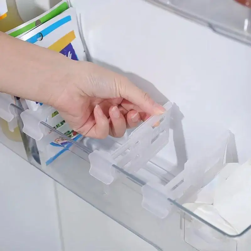4/8/12Pcs Refrigerator Space Telescopic Partition Side Door Box Separator Organizer Divider Splint Kitchen Classifies Accessory