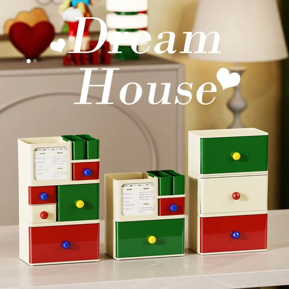 

Household Storage Utensils Dopamine Desktop Drawer Storage Dust-proof Stackable Cosmetics Storage Box Durable Cute