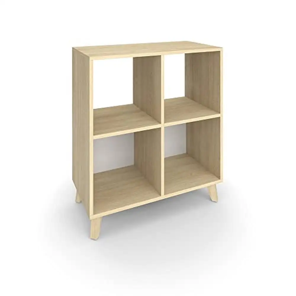 

Современный книжный шкаф из натурального дерева, полки для хранения из тика 36 дюймов, офисная мебель, деревянная книжная полка, деревянные ножки, 4 полки, блок для хранения кубиков