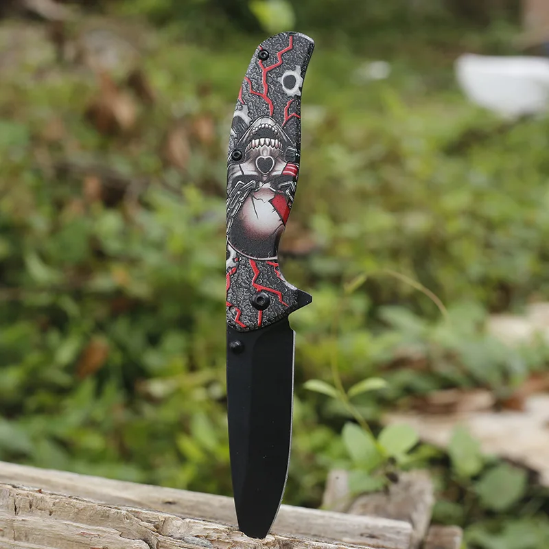 

3cr15mov Stainles Steel Skull Head Pattern Exploration Survival Folding Knife High Hardness Forged Camping Tactical Pocket Knife