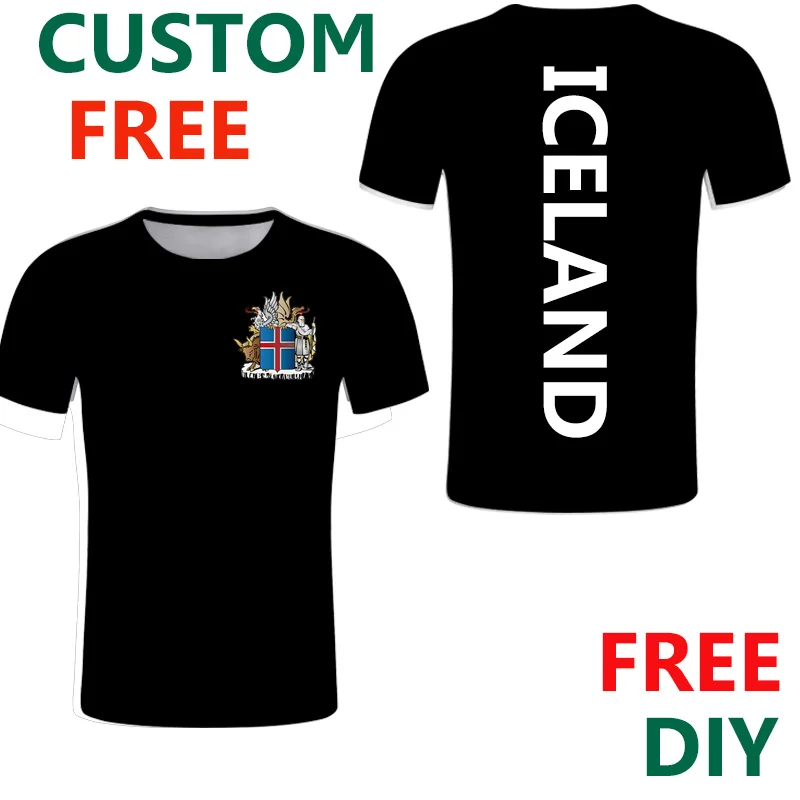 Iceland  tshirt Free Custom Island Flag Emblem Tee Shirts DIY Country World Cup Icelandic Soccer Jersey