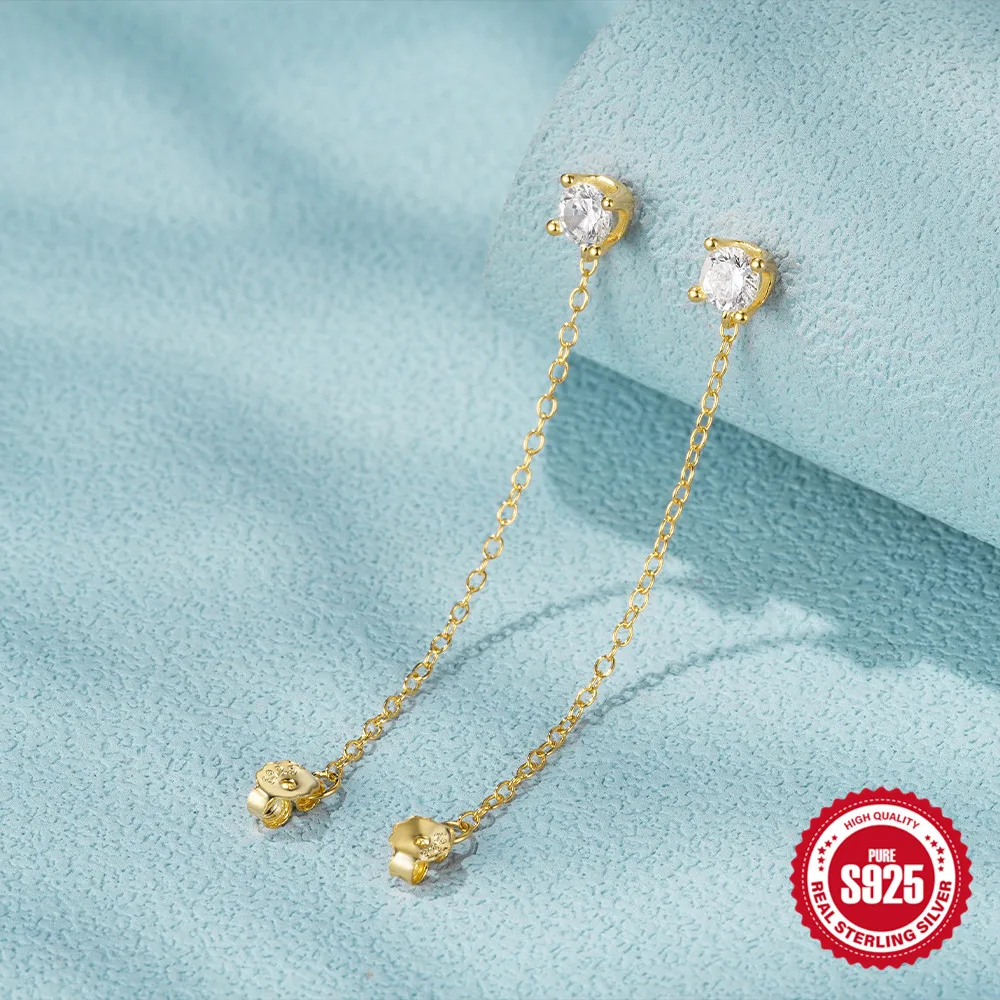 Canner Four Claw Diamond Tassel Eardrop Earings Per Le Donne Luxury Zircone Earing 925 Silver Wedding 2023 Party Anniversary Aros