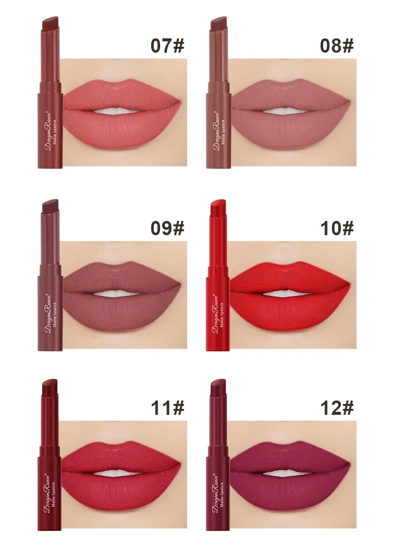 Description Picture 6 of item12 Colors Matte Lipstick Pen Nude Pink Matte Solid Gloss Waterproof Long Lasting Pencil Lip Liner Dark Red Tinted Balm Makeup