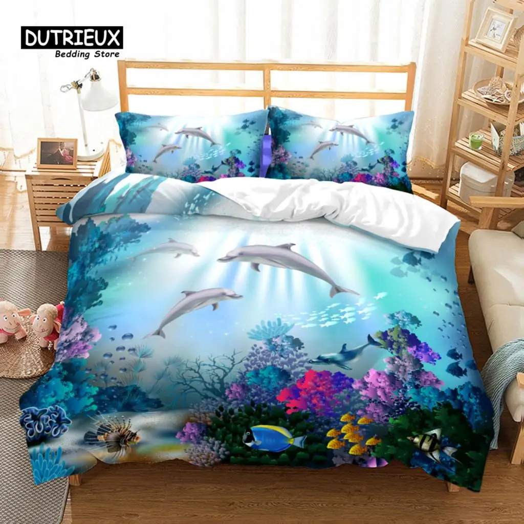 

3D Ocean Duvet Cover Set, Fashion Bedding Set, Soft Comfortable Breathable Duvet Cover, For Bedroom Guest Room Decor