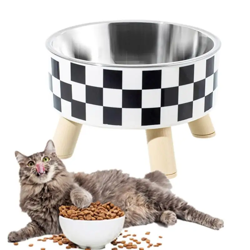 

Stainless Steel Cat Food Water Bowl Pet Animal Eating Dishes High Foot Raised Puppy Cats Bowls Elevated Dog Bowls