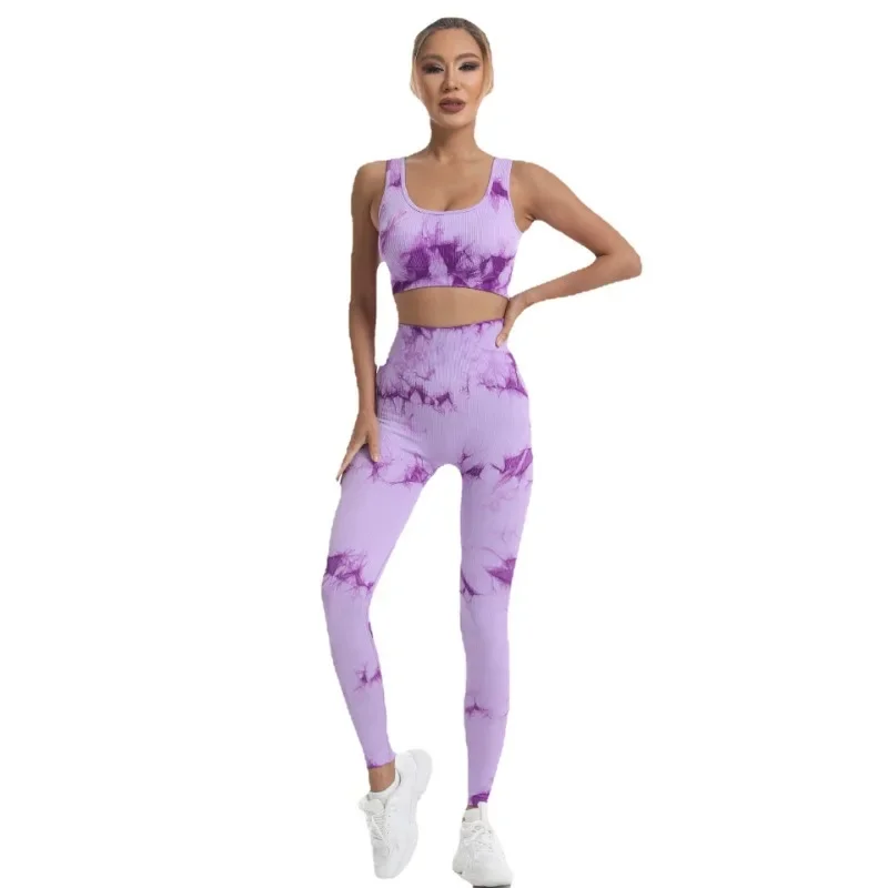 

Yoga Set 2PCS Seamless Women Sportswear Workout Clothes Athletic Wear Gym Legging Fitness Bra Crop Top Sleeveless Sports Suits