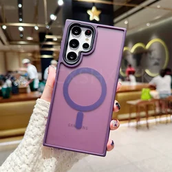 Luxury Matte Magnetic Translucent Phone Case with Magsafe Wireless Charging Compatibility - Samsung S23 Plus (Dark Purple)