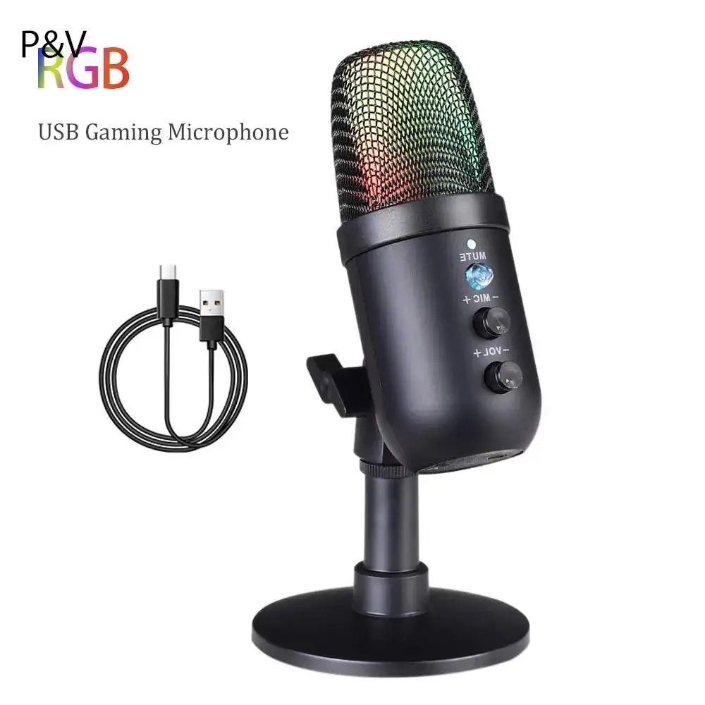 

Gaming Studio Recording Microphone Usb Wired Table Condenser Streaming Professional Podcast Mic for PC PS4 PS5 Laptop Computer