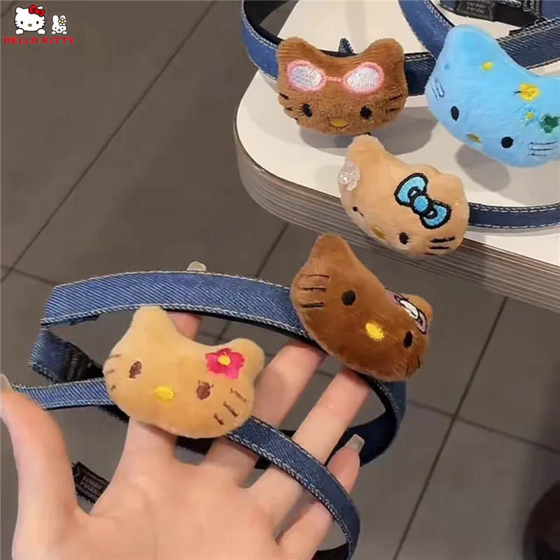 

Kawaii Hello Kitty Y2K Sanrio Plush Headband Cartoon Cute Makeup Wash Stuffed Doll Hair Ring Hair Accessories Birthday Gift Toys