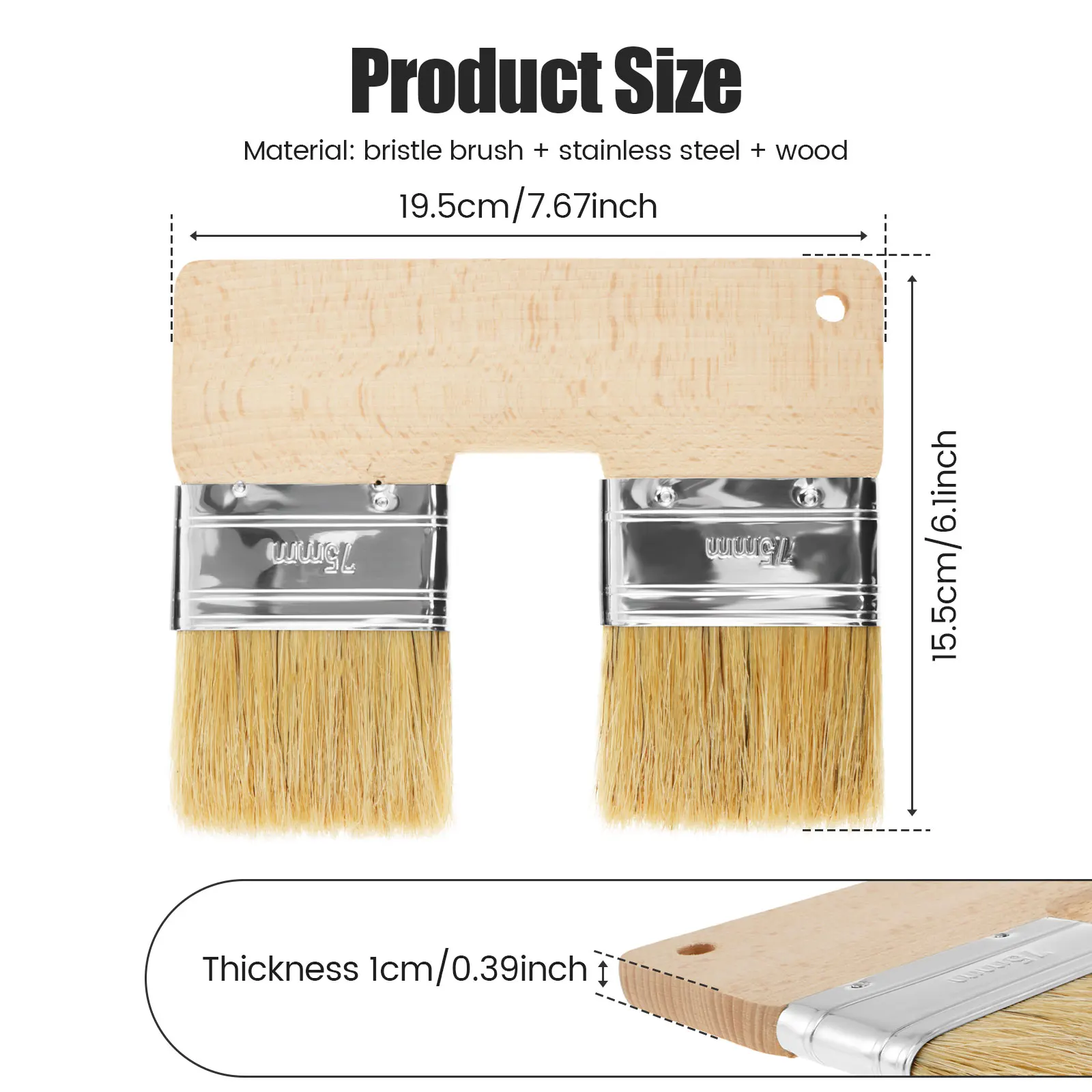 Double Paint Brush U Shaped Double Color Brush Reusable Head Painting Color 7.68 Inch Wall Paint