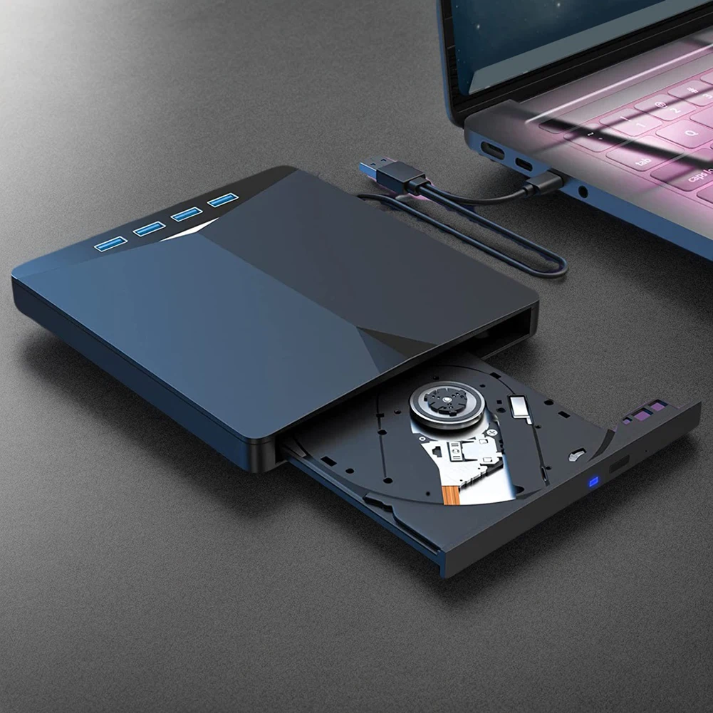 7-in-1 USB 3.0 TypeC External Mobile Drive CD DVD Burner High-Speed Slim for Windows 11/10/8/7/Linux/ OS