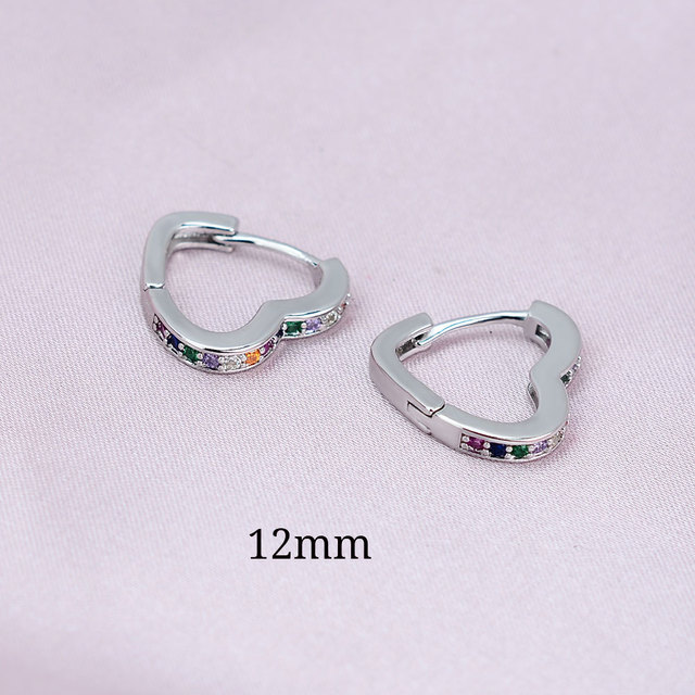 High Quality Luxury Women Small Heart Geometry Hoop Earrings Dazzling Micro Paved CZ Stones Versatile Female Fashion Jewelry