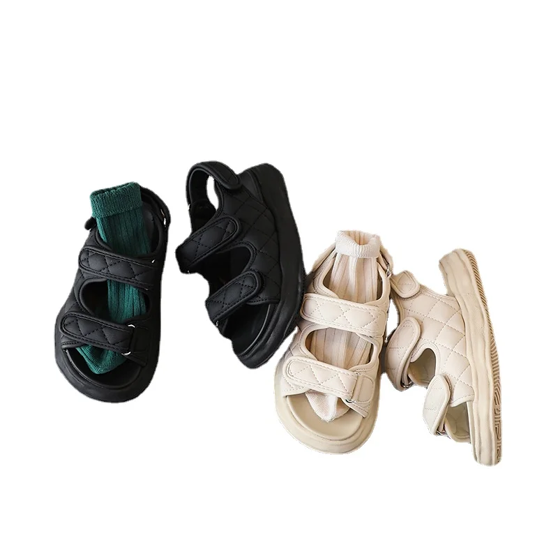 

Summer Kids Princess Sandals Baby Girls Leather Sandalias Children Black Dress Shoes Fashion Slides Boys Beach Sandals