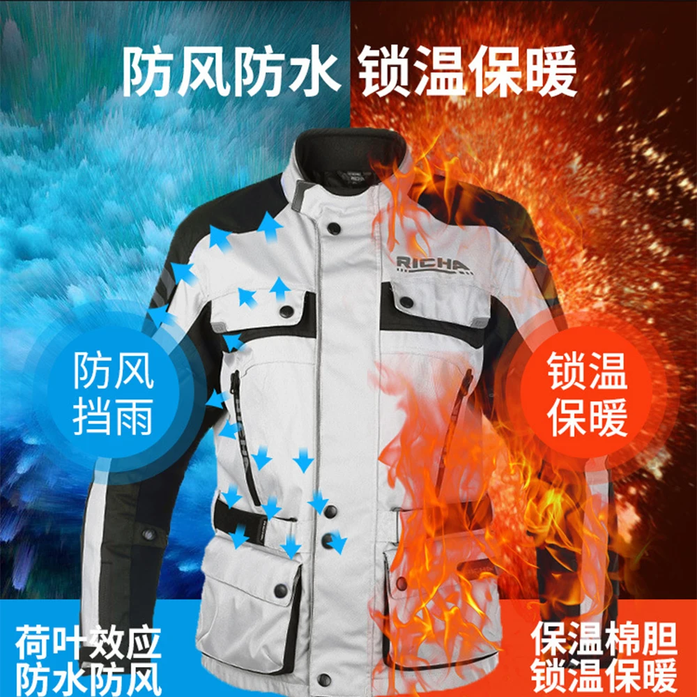 Motorcycle Riding Suit Jacket Men Motorcyclist Waterproof Pants Women Outdoor Protective Equipment Removable Soft Breathable