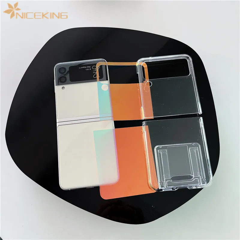 

Fashion Cards Phone Cases for Samsung Galaxy Z Flip 4 5G Invisible Bracket Clear Hard Plastic Cover Case for Samsung Z Flip 3