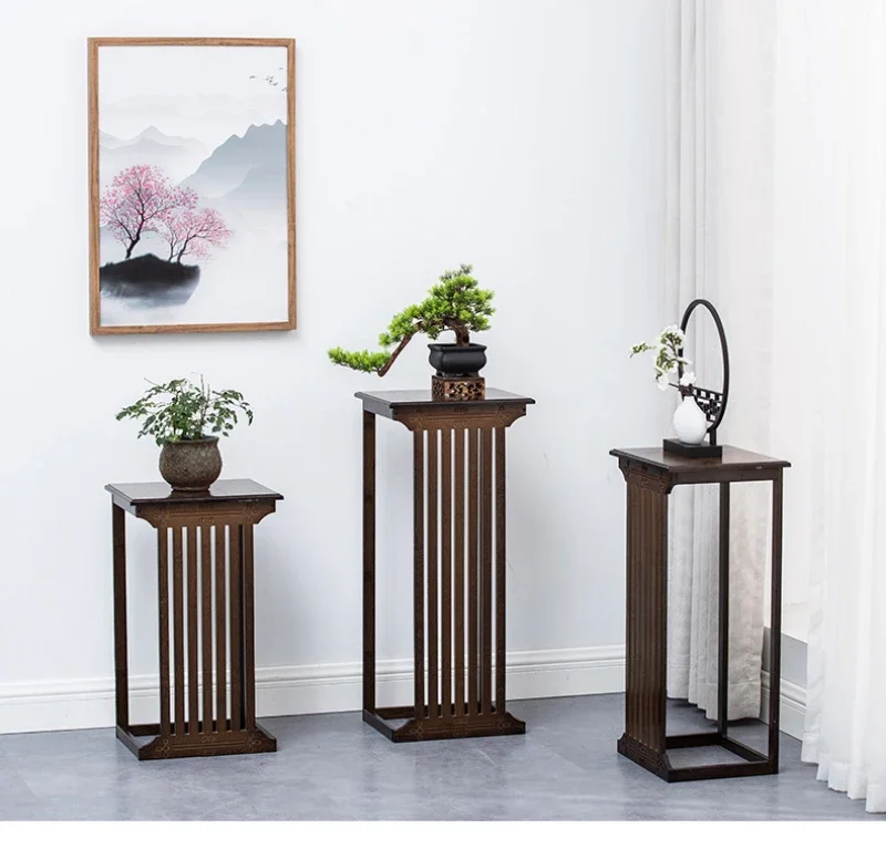 Solid Wood Indoor Plant Stand Living Room Ground Landing Shelf Perfect for Flowers Sofa Side and Home Decor