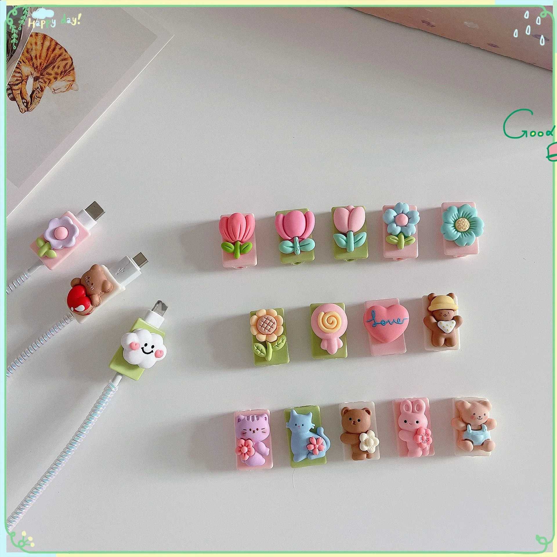 

3D Cute Cartoon Animal Cable Protector For Iphone Usb Cable Holder Charger Organizer Accessories For Iphone 12
