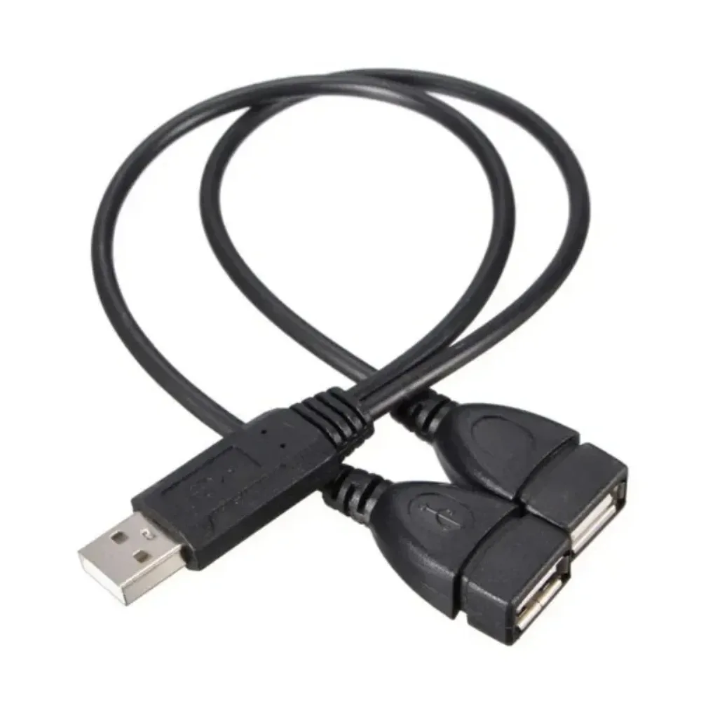 Dual-Port USB 2.0 Y Splitter Cable - Enhanced Data & Power Adapter