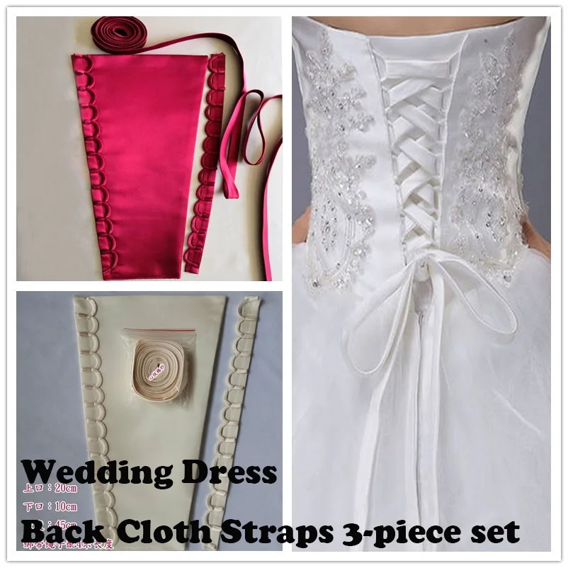 3 pz/set corsetto di raso kit di sostituzione della cerniera abito posteriore in tessuto di pizzo cinghie fai da te materiale accessori per abiti da sposa artigianali