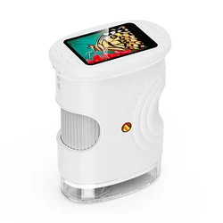 Enhanced Portable Digital Kids' Microscope with Rechargeable 2.0 Screen - Educational Gift for Children and Students (White)