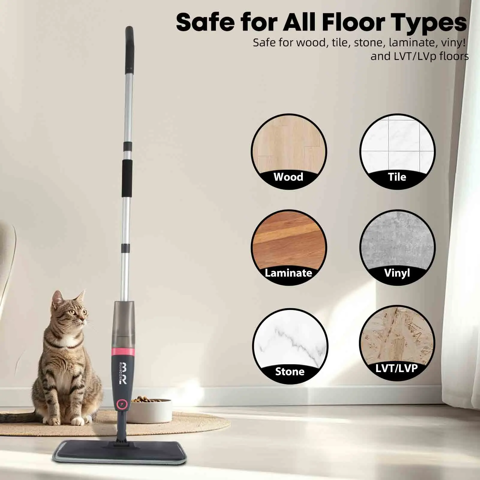 Panno Mocio, Panno Mocio Ricambio, Spray Mop Pad, Panno Pulizia In Microfibra Mop Pad, Mop - Foto 3