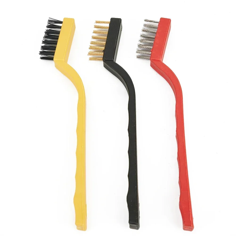 Heavy Duty Rust Remover Toothbrush Set 3pcs 7Inch Steel Wire Brushes with Copper Brush Steel and Nylon Bristles