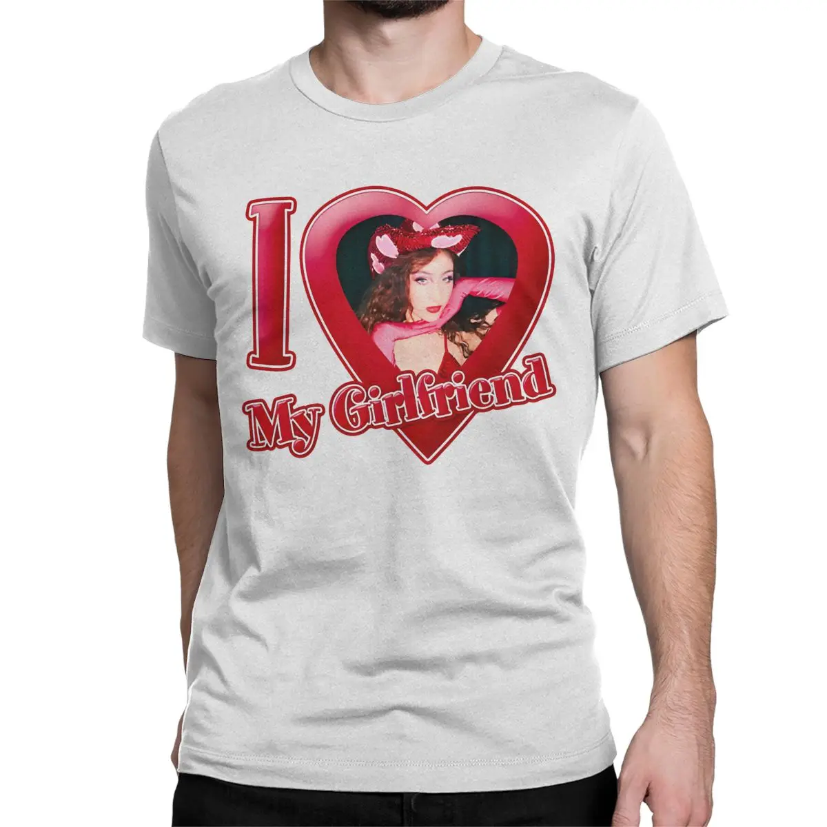 thumbnail image 1 of Camisetas de algodón con la frase "Amo a mi novia" de Chappell Roan para hombre y mujer, camisetas de manga corta con cuello redondo y cantante musical., 1 of 7