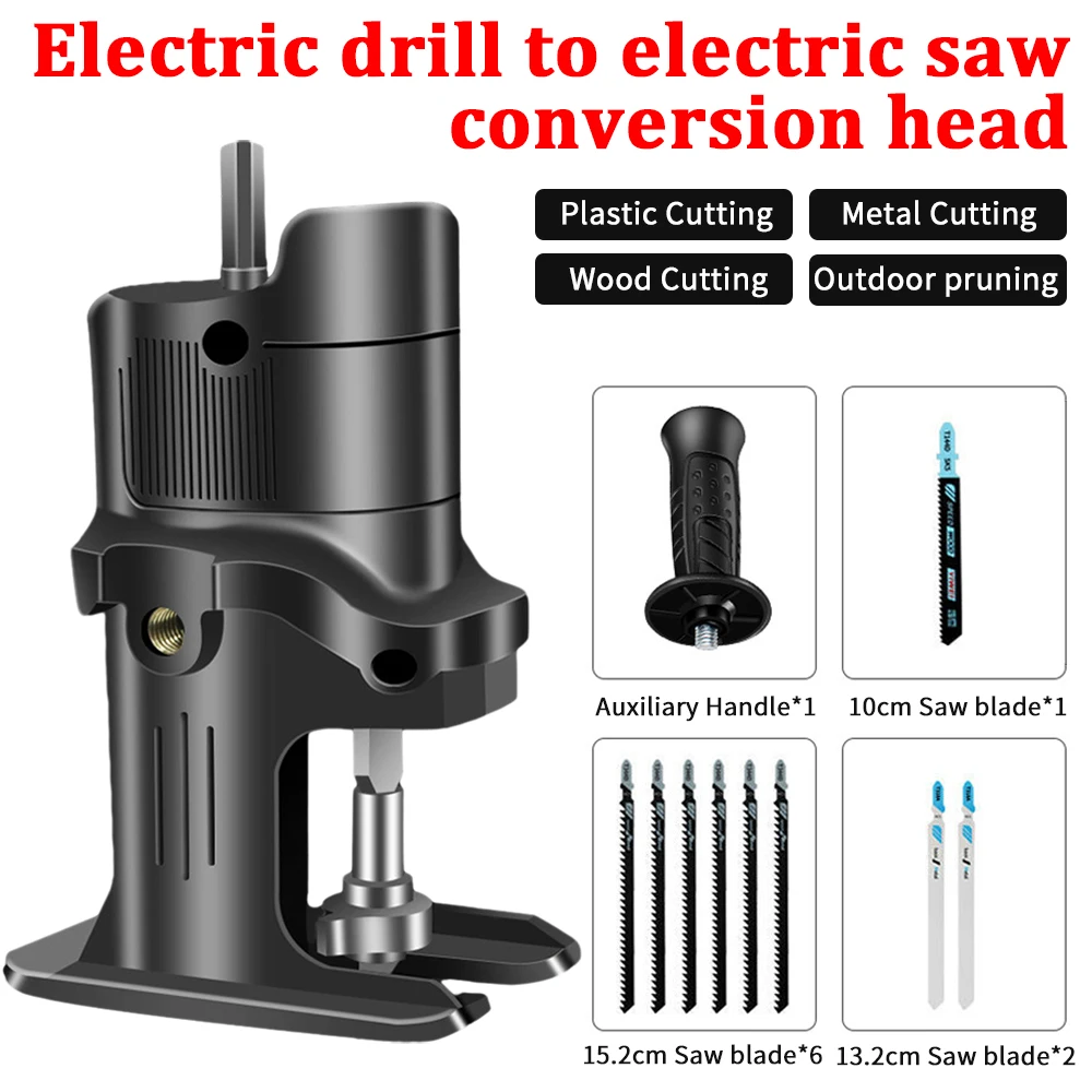 

Electric Drill Modified Electric Saw Conversion Head Portable Electric Saw Adapter Electric Drill Modified Tool With 9 Saw Blade