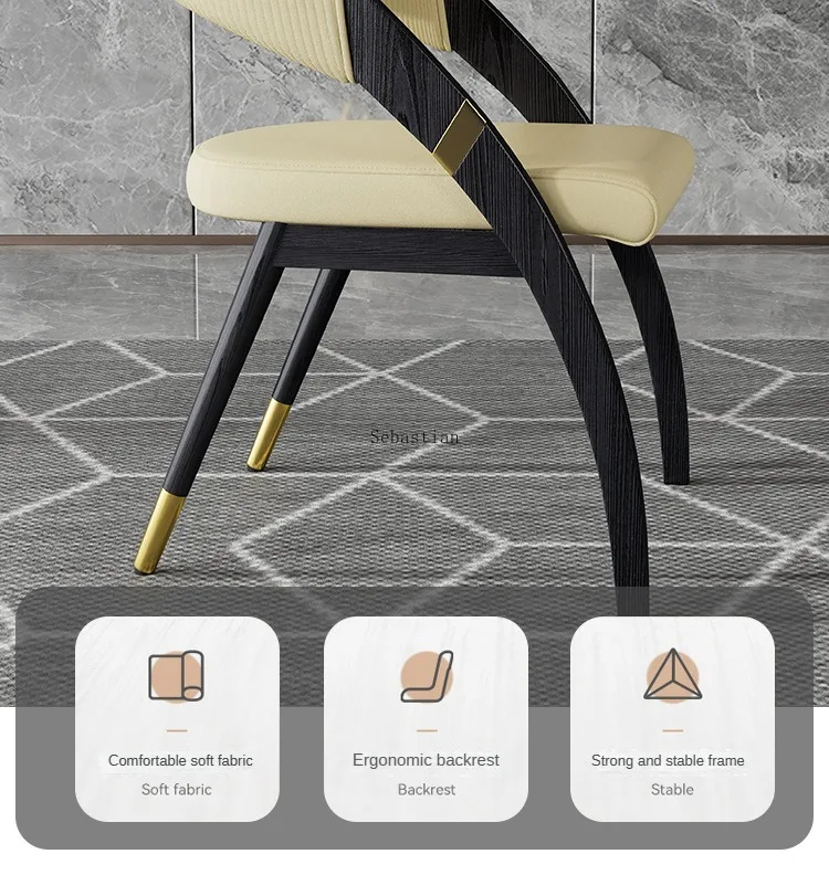 Italian Style Light Luxury Solid Wood Dining Chair