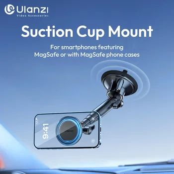 Ulanzi ZJ06 Suction Cup Mount for Featuring MagSafe Smartphones Four-Section Extendable Pole for Car Sunroof Windshield Window