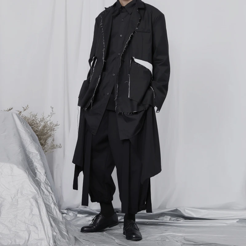 The spring of 2023 the new suit men's original popular logo coat flash design  wind stitching loose suit black and white 5