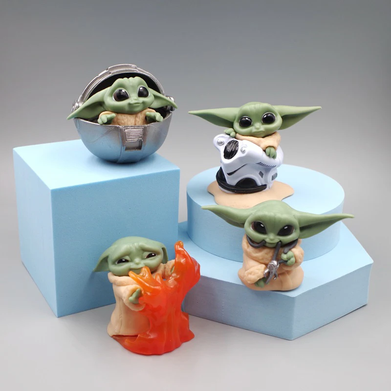 Set Di 4 New Disney Star Wars Movie Tromba Yoda Baby Character Twister Doll Pvc Sculpture Series Model Toy Gift Herocross