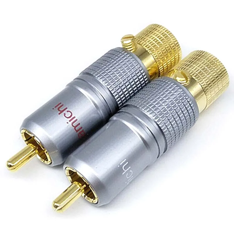 8 Pcs RCA Plug Audio Cable Connector Gold-Plated 2