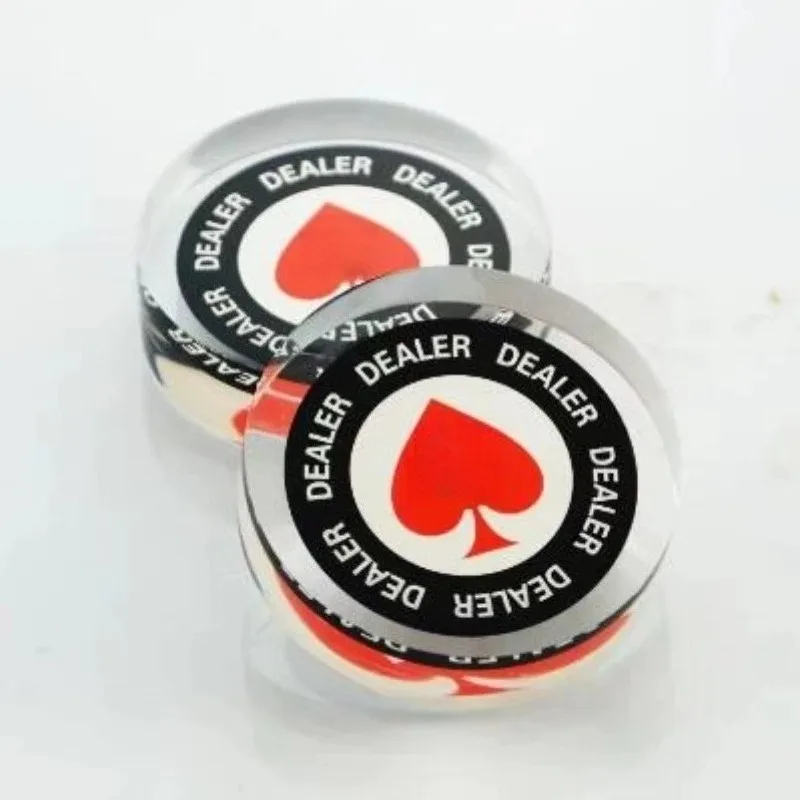 Texas Poker Chip Acrylic Crystal Exquisite Circular DEALER Premium Button Code Entertainment Game Board Table Casino Accessories