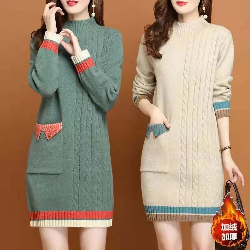 Long Plush Warm Knitted Sweaters Womens Autumn Winter Pullovers And Sweaters Female Korean Loose Jumper Tops Vintage Knit Jumper