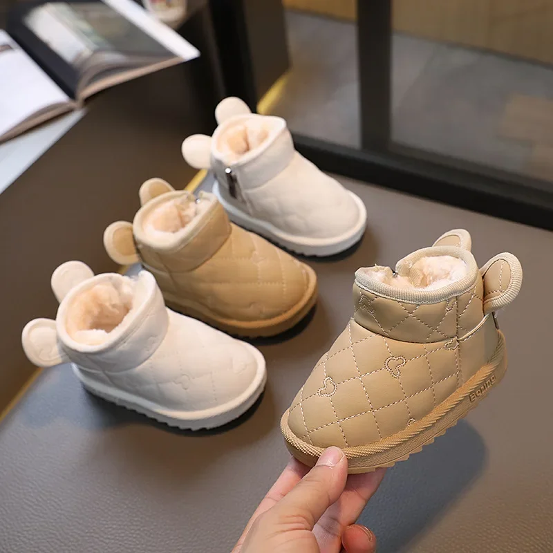 Baby Boots Shoes Winter Snow Boots Baby Girls Boys Cartoon Thick Plush Cotton Outdoor Windproof Waterproof
