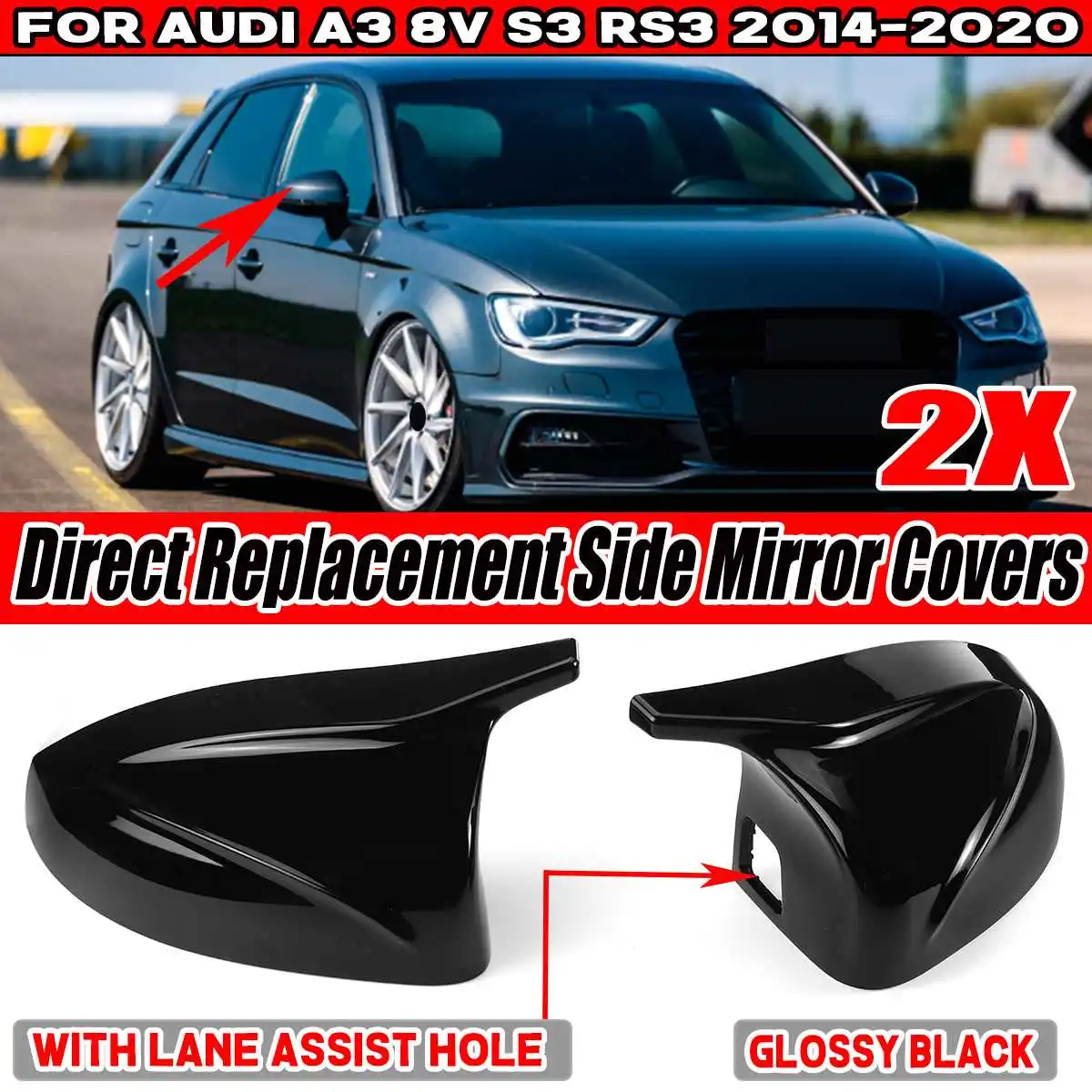 A Pair Car Side Rearview Mirror Cap Cover Rear View Mirror Direct