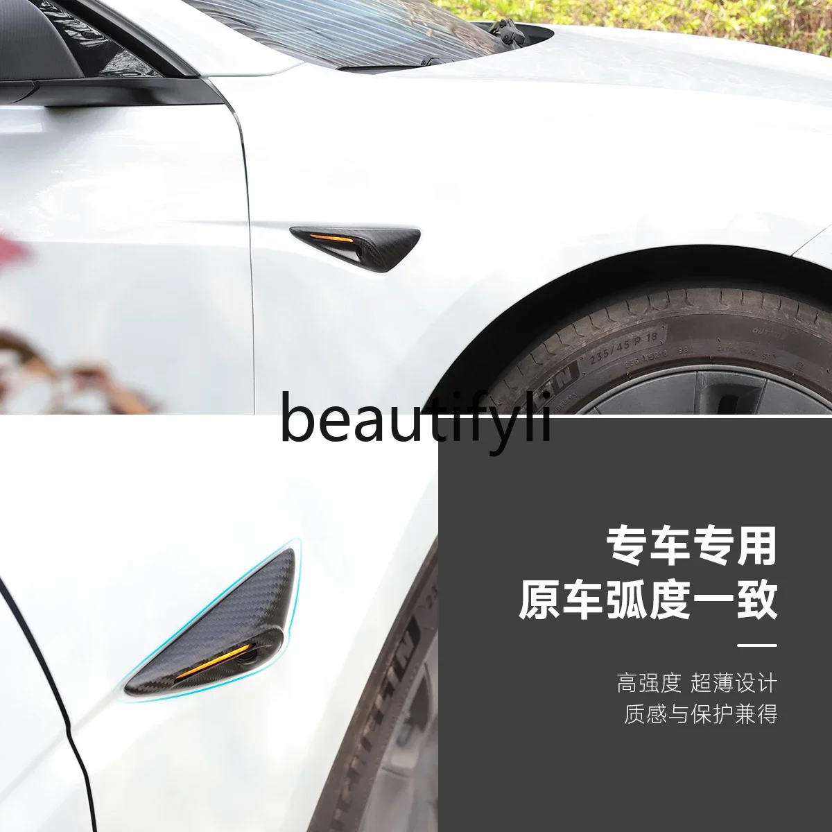 ModelY/3 New Version Side Camera Fenders Real Dry Carbon Fiber Accessories