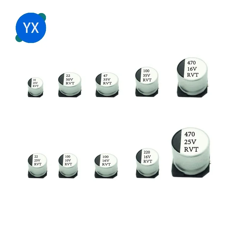 SMD Electrolytic Capacitor 6.3v 10v 16v 25v 35V 50V 0.1 1 2.2 3.3 4.7UF 10UF 22UF 33UF 47UF100UF 220UF 330UF 470UF 1000UF 20PCS Aluminum Electrolytic Capacitor