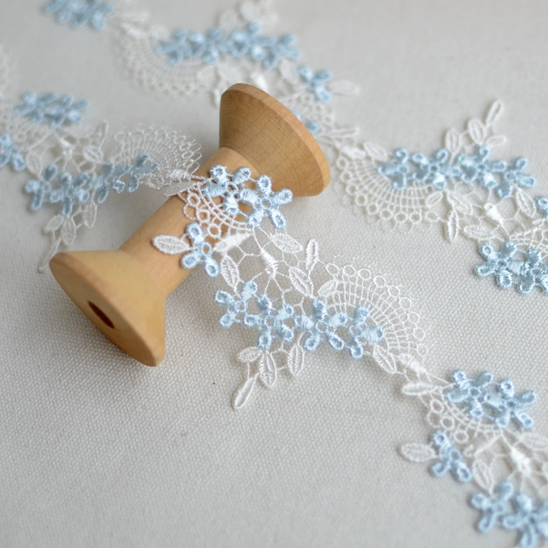 

30 ярдов, 5 см, водорастворимое кружево, отделка, синий цветок, ткань, кружевное украшение, «сделай сам», головной платок, одежда для волос, кружевная лента