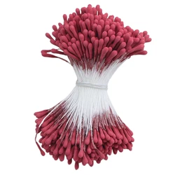 Exquisite Mini Pearl Artificial Flower Stamens for Decorative Crafts and Home Decor (400 Pieces) (Red)