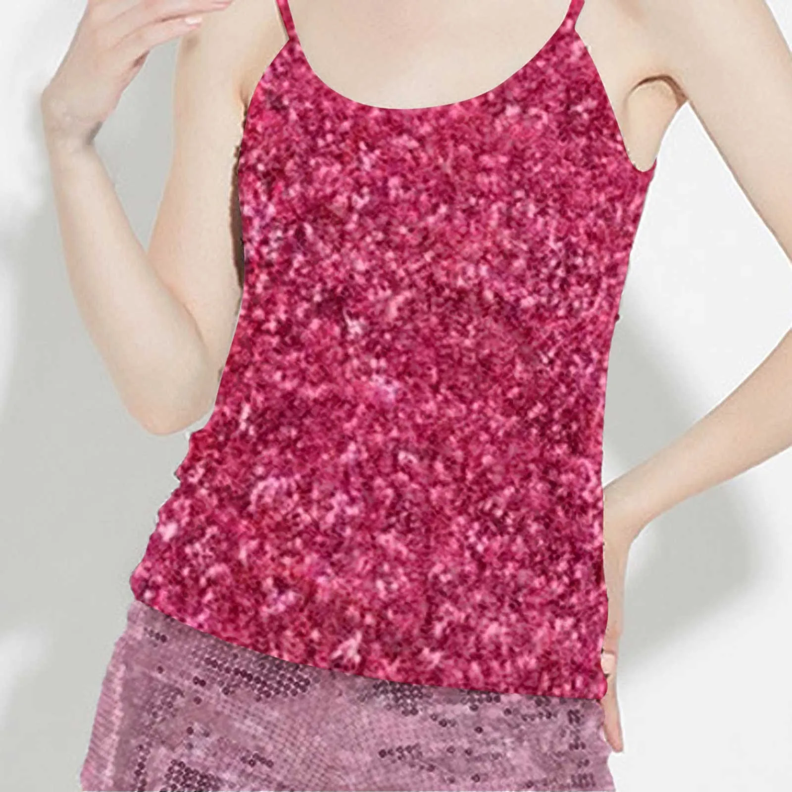 

Women Fashion Solid Slim Sequined Vest Camisole Versatile Shirt Vest Party Shiny Night Club Backless Sexy Hot Girl 2023 Top