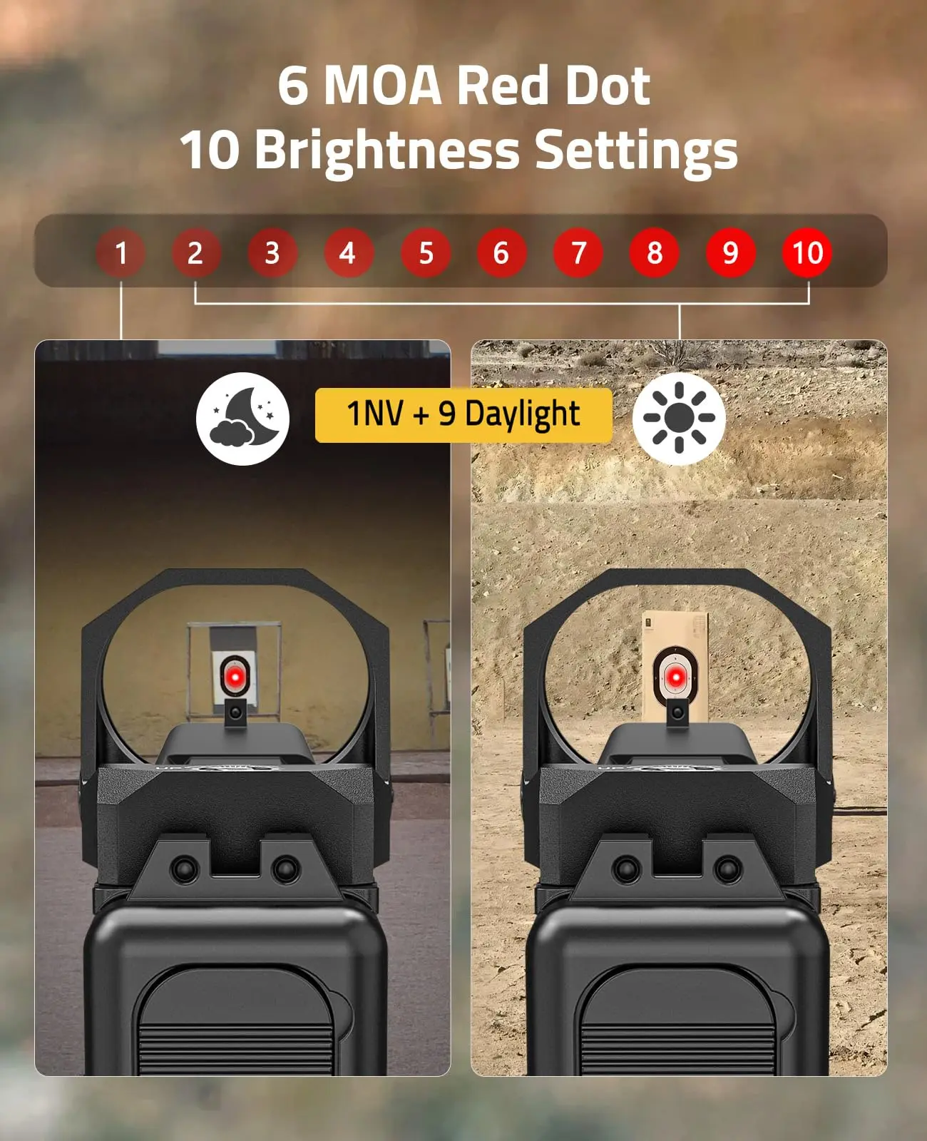 CVLIFE 6 MOA Red Dot Pistol Open Reflex Sight 28mm Large Lens Adapter Plate for MOS and 21MM Picatinny For FullSize Handgun red dot laser sight