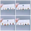 5pcs/set Mixed Design Stud Earrings for Women Girls Gold Color Cubic Zirconia Princess Gift Jewelry 1
